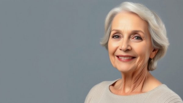 Elegant older woman with a soft smile in a portrait setting.