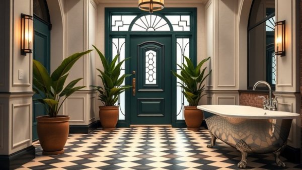 Luxury Melbourne home entrance and stylish bathroom