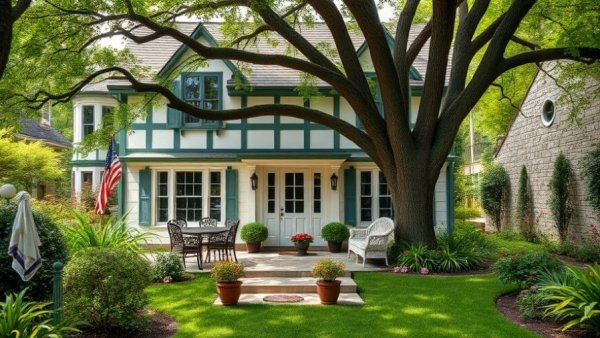 Charming backyard of a historic Brighton home for sale.