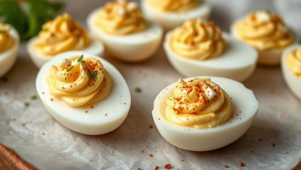 Healthy Southwestern Queso Blanco Deviled Eggs close-up with toppings.