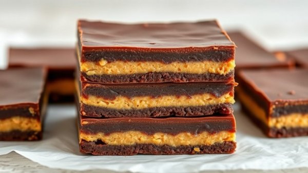 High protein dessert featuring chocolate and peanut butter bars.