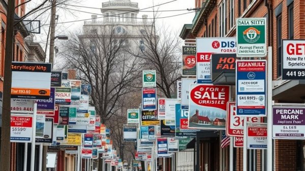 Multiple for sale signs indicate Canada home sales plunge in January.