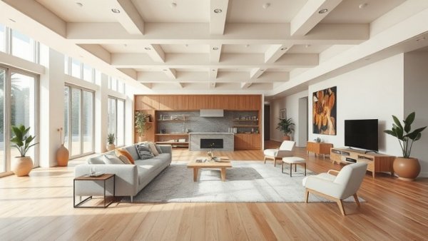 Spacious modern living room with stylish home decor, highlighting easy home updates.