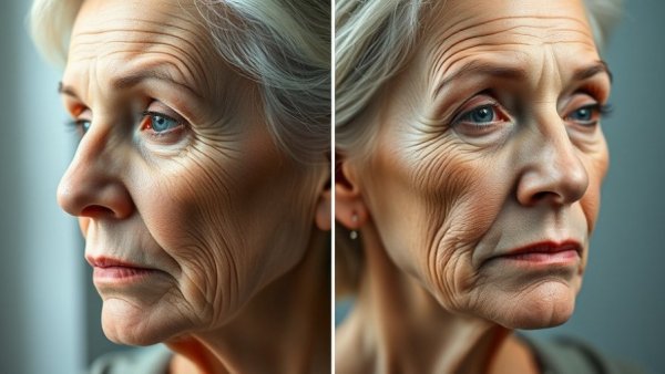 Before and after comparison of 'pillow face' prevention.