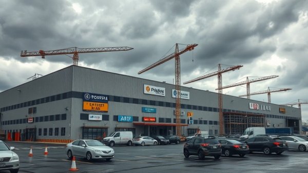 Canada industrial real estate markets scene with large building and signage.
