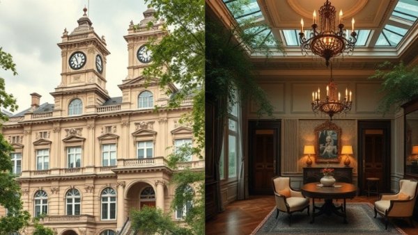 Elegant historic Armadale apartment interior and clock tower.