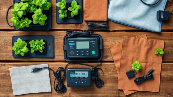 Top view of the best seedling heat mats on wooden boards.