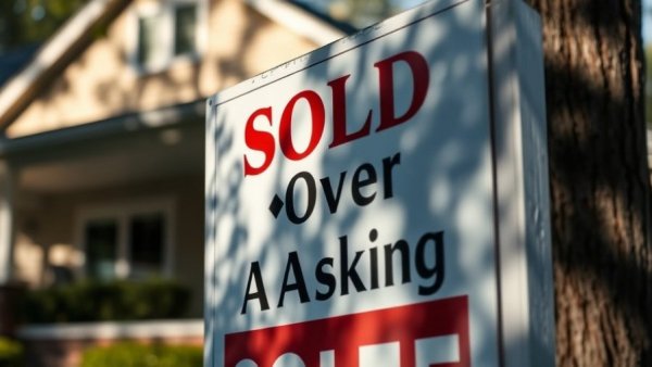 Close-up of 'Sold Over Asking' sign reflecting changing mortgage rates.