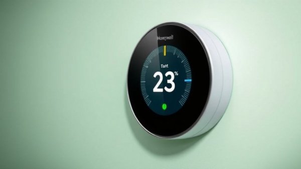 Modern Honeywell X8S Smart Thermostat against a light green backdrop.
