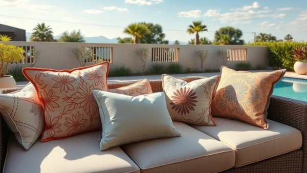 Outdoor setup with decorative pillows from Walmart's My Texas House spring collection.