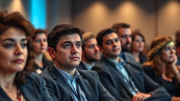 Bored professionals in a seminar, real estate content marketing strategies.