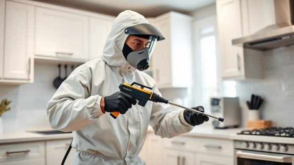 Professional pest control in modern kitchen, Pest Control Services Near Me.