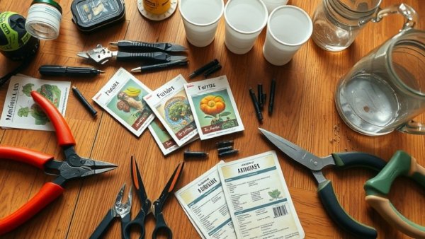 Tools and seeds for germinating difficult seeds on a table.