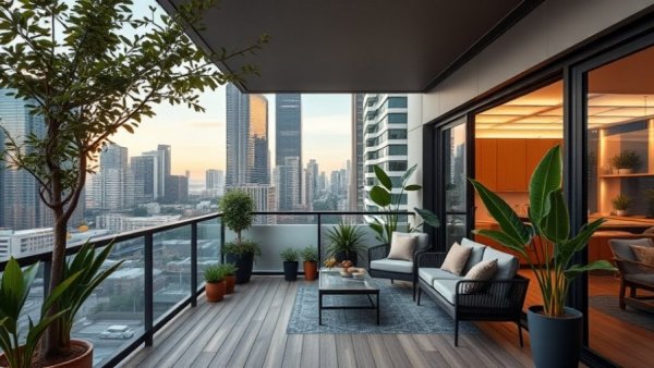 Modern Melbourne rental apartment with lush balcony.