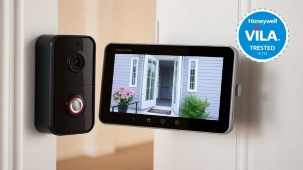 Honeywell Home X8S Video Doorbell display with Bob Vila badge.