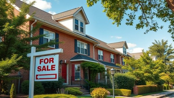Suburban townhouse for sale indicating interest rate predictions influence.