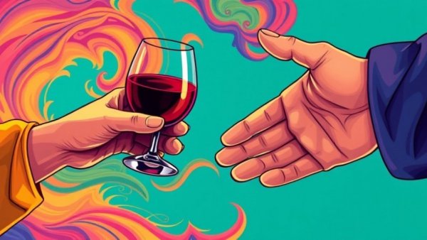 Benefits of Sobriety illustrated with a hand refusing a glass of wine.