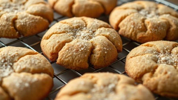 Freshly baked snickerdoodle cookies with sugar sprinkles.