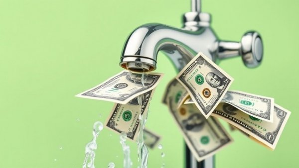 California water bills comparison concept shows faucet flowing money.