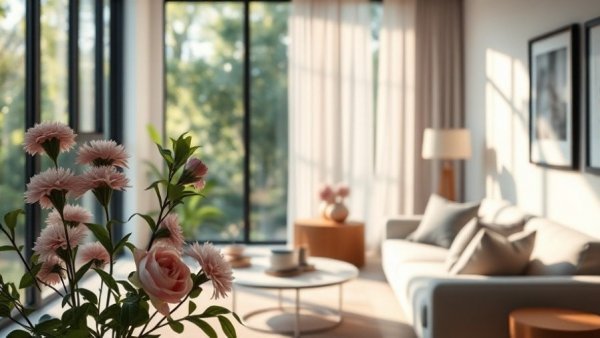 Cozy living room with natural decor and soothing sunlight, promoting Non-Toxic Cleaning Products.