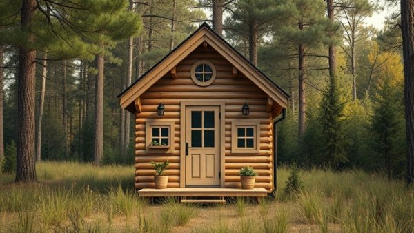 Quaint wooden tiny home amidst nature, ADU vs. Tiny Home.