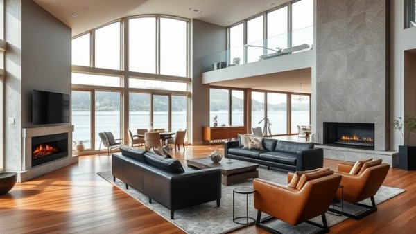 Luxury riverfront living room with modern furnishings on Kiawah Island.