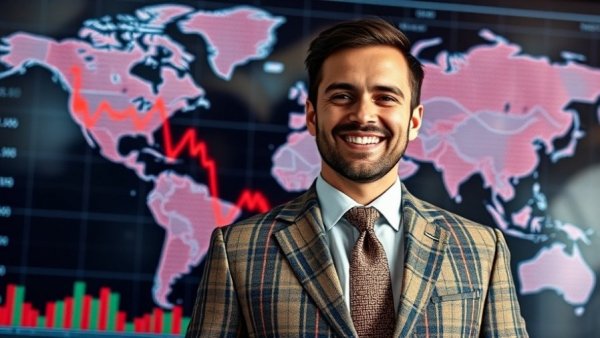 Confident man and stock charts illustrating recession impact on commercial space.