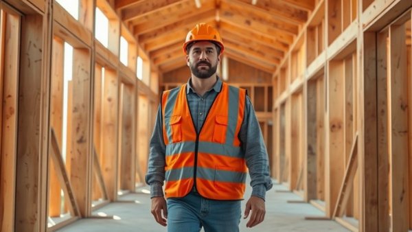 Home developer inspecting construction site, related to tax cuts.