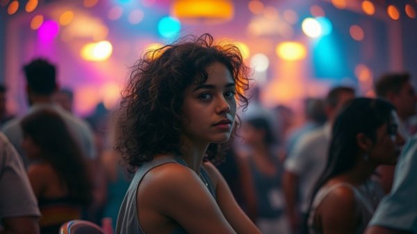 Loneliness around people at a lively party setting.