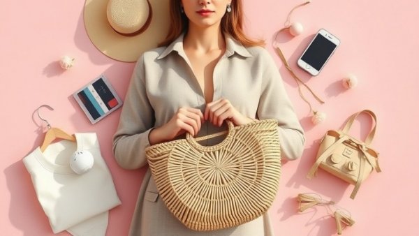 Spring style essentials displayed with a chic modern woman