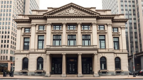 Bank of Canada building reflecting its interest rate policies.