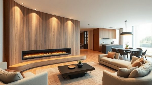 Modern fireplace design ideas for 2026 in an elegant living room.