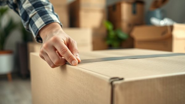 Close-up of packing box during home move, highlighting high cost of moving homes.