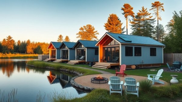 Las Vegas tiny home community rent by a peaceful lake