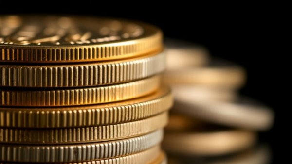 Why do some coins have ridges highlighted in a close-up of stacked coins.