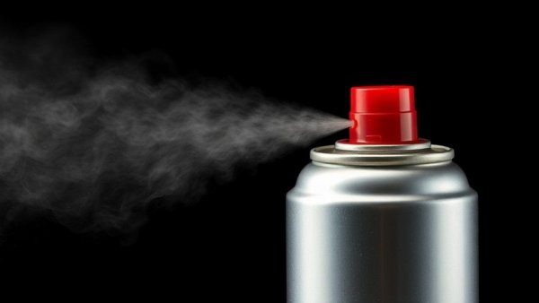 Indoor air pollution visualized by an aerosol can spraying mist.