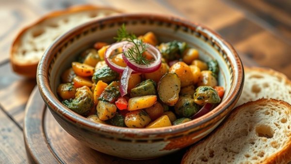 High-protein vegetarian recipe with yogurt, dill, and onions.