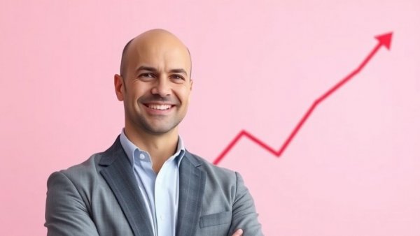 Real estate agent smiles against a backdrop of a downward sales graph, symbolizing sales plateau strategies.