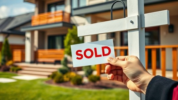 Sold sign placed on for sale sign in front of rental property.