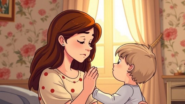 Mother and child in a heartfelt moment, letting kids see emotions.