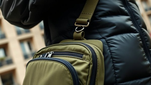 Safety Pin Hacks: Securing a bag in a stylish urban setting.