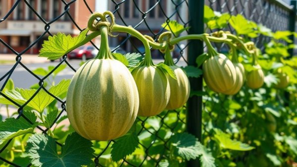 Gardening hacks using pantyhose for melon support.