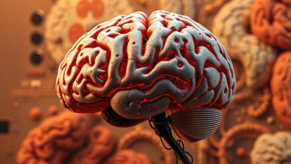 Hybrid brain image symbolizing public skepticism about AI.