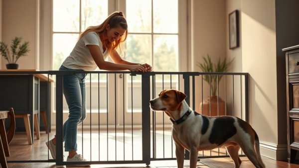 Dog friendly home design ideas with practical indoor gate setup.