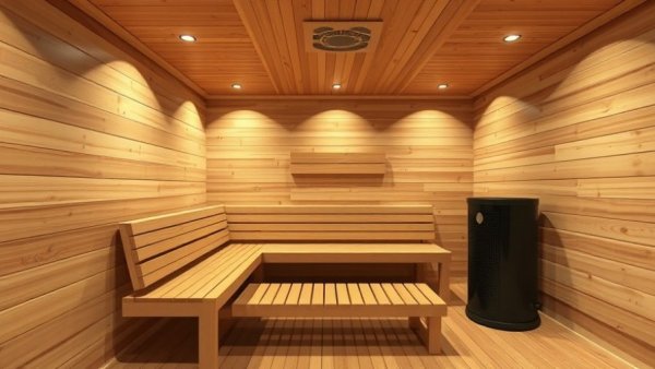 Elegant wooden sauna showcasing wellness features in luxury real estate.