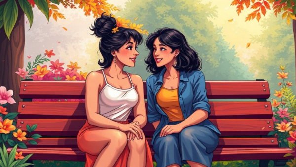 Two friends in a park discussing, seeking help with emotional support.