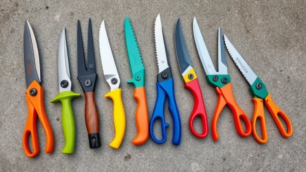 Best Cordless Grass Shears displayed in a colorful collection on concrete.