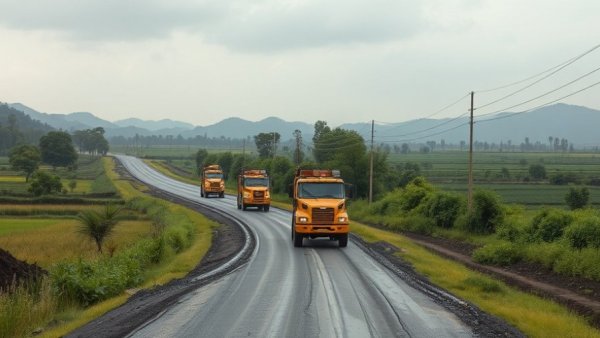 Road repair scene with vehicles highlighting local government funding cuts.