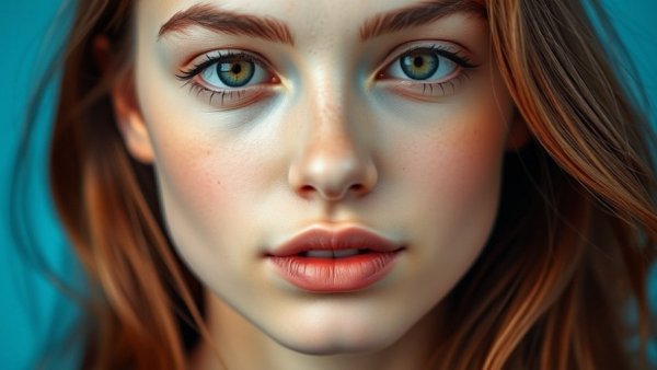 Young woman's clear skin and subtle lips, capturing anatomy.