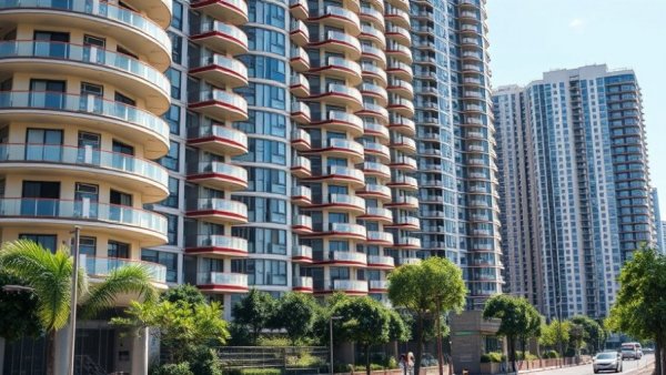 Modern high-rise towers with curved facades represent property investor spending slowing.